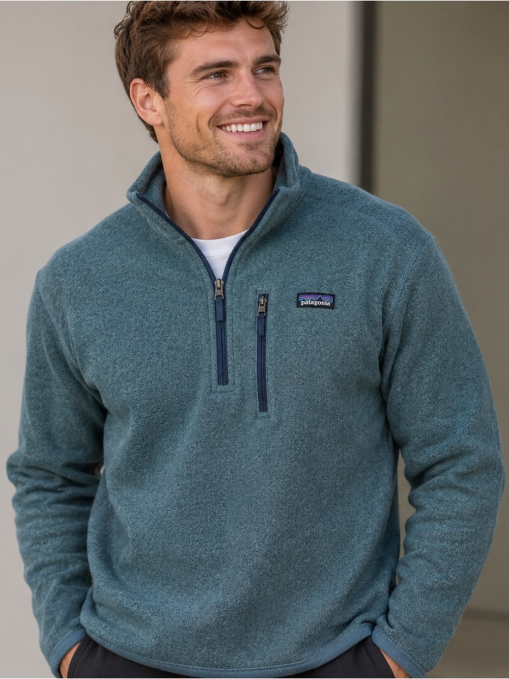 Patagonia Men’s Teal Zip-Up Fleece Pullover